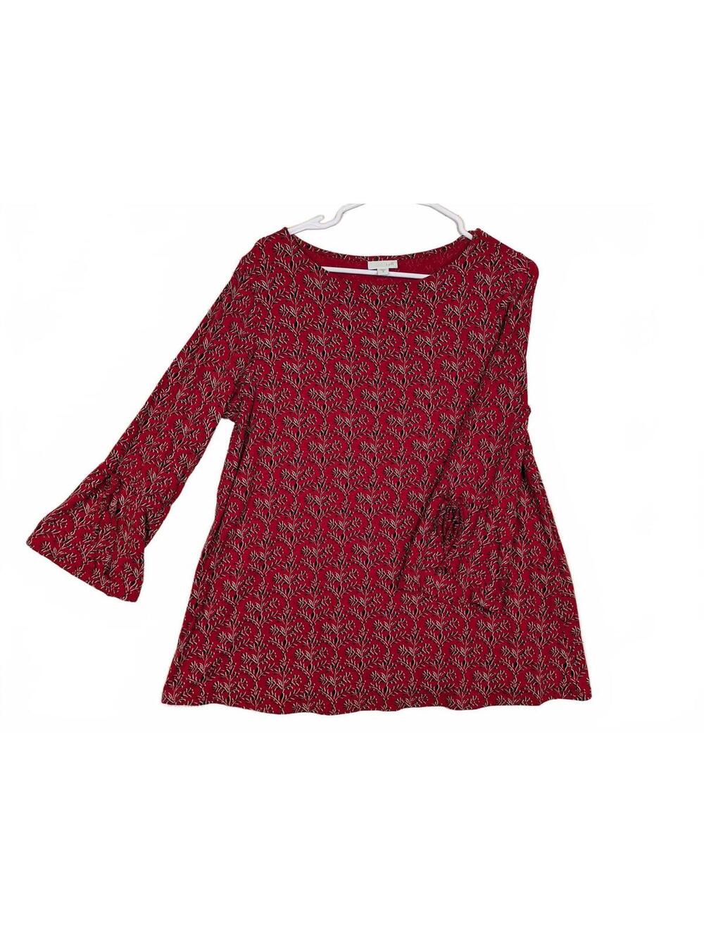 J.Jill Printed Floral Bell Sleeve Knit Top Womens Medium